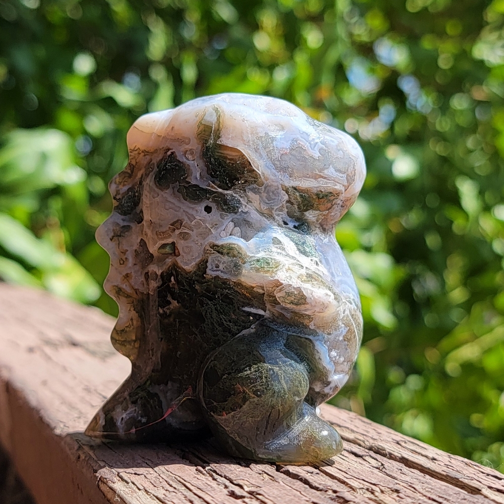 (B) 2.5" x 3" CHUBBY MOSS AGATE DINO